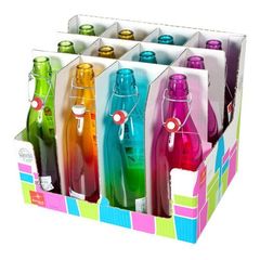 Бутылка с герметичной пробкой 1 л, цвета в ассортименте, стекло, серия Giara Funny, Bormioli Rocco