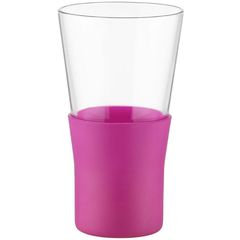 Стакан для кофе/чая 320 мл, с силиконовой подставкой, розовый, стекло, серия YPSILON Brio, Bormioli Rocco