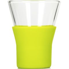 Набор из 4-х стаканов для кофе/чая 220 мл, с силиконовой подставкой, зеленый, стекло, серия YPSILON Brio, Bormioli Rocco