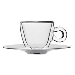 Кофейная пара: чашка с двойными стенками 65 мл + металлическое блюдце, серия Thermic Glass, Luigi Bormioli