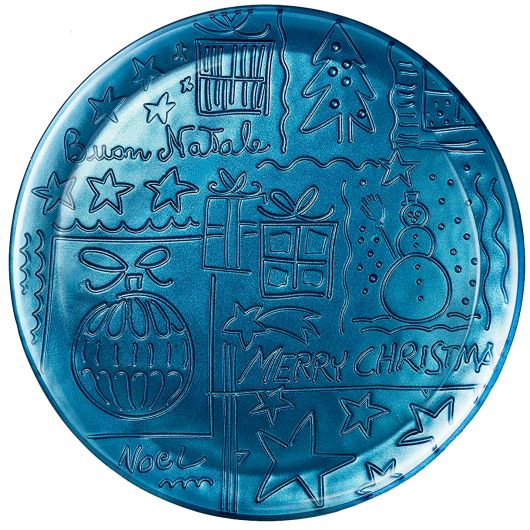 Блюдо 31 см в подарочной упаковке, синий, стекло, серия CRAZY CHRISTMAS, Bormioli Rocco