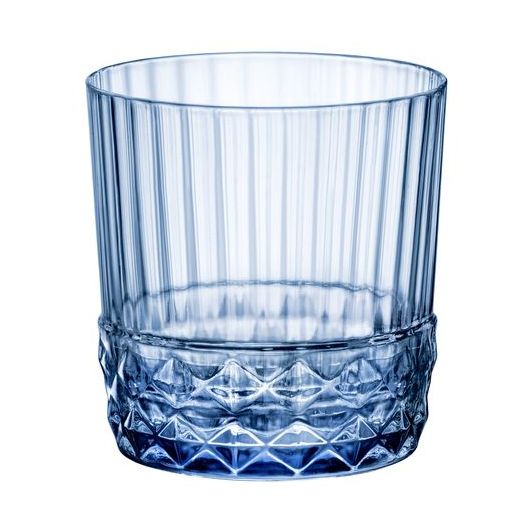Набор из 6-ти низких стаканов 370 мл, голубой, хрустальное стекло, серия AMERICA' 20s, Bormioli Rocco