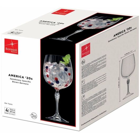 Набор бокалов GIN TONIC AMERICA' 20s, 4 шт, 745 мл, хрустальное стекло, Bormioli Rocco, изображение 4
